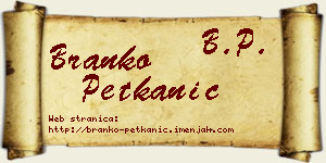 Branko Petkanić vizit kartica